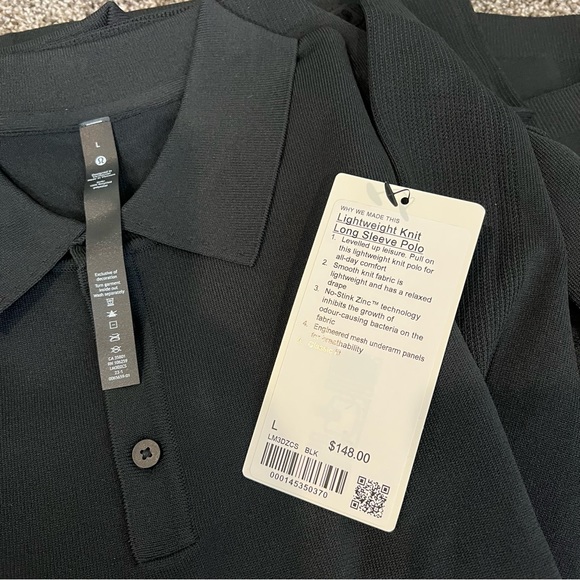 * Lululemon Lightweight Knit Long Sleeve Polo black - Picture 6 of 6